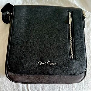 Robert Graham square black leather messenger bag NWOT